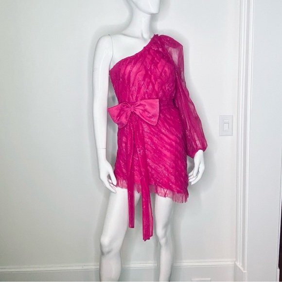 For Love & Lemons Dynasty One Shoulder Dress Medium Size 8 Excellent Condition - Picture 3 of 14